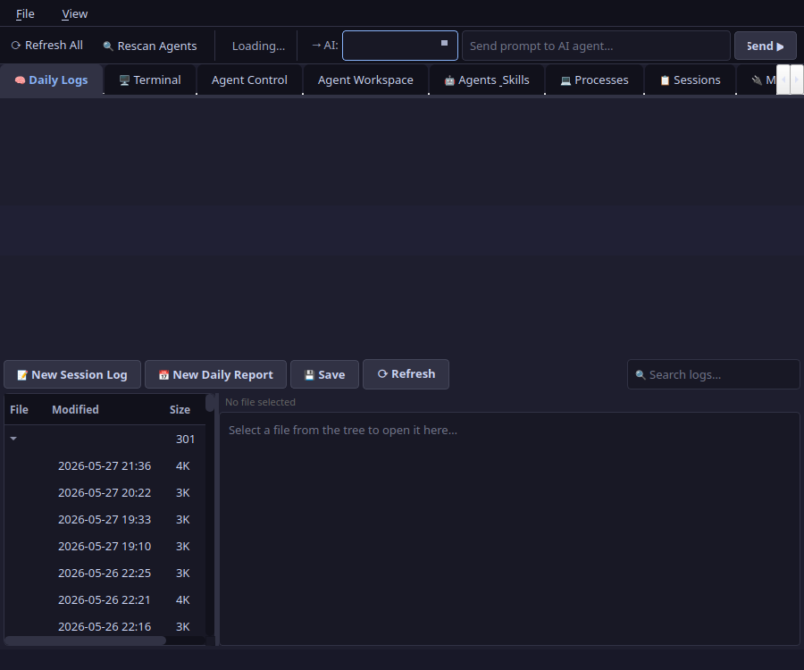 Agent GUI control center interface