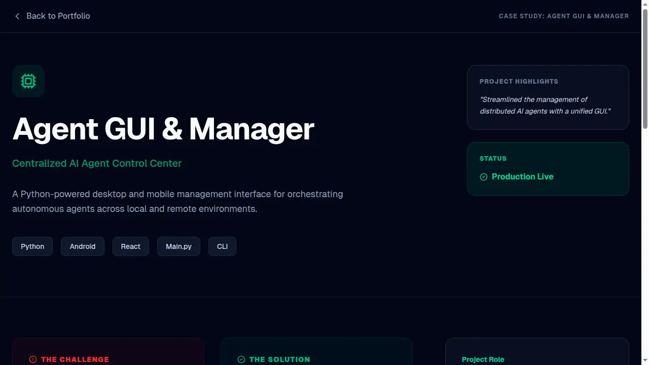 Agent GUI control center interface