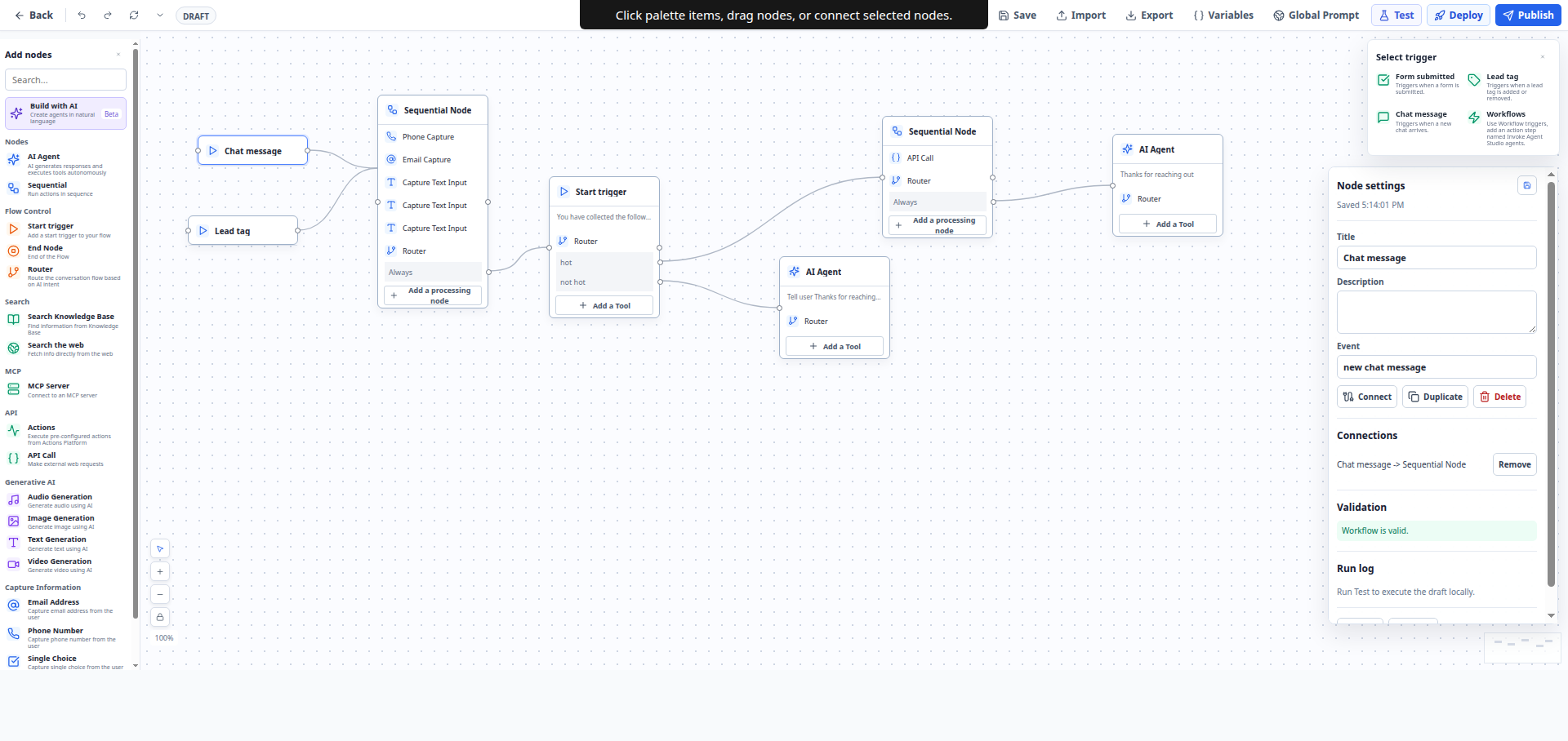 Automation Builder workflow interface screenshot